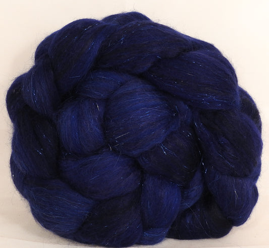 Batt in a Braid #41-Inky-(5.5 oz.)Llama / Merino ( 18 mic.)/ Mulberry silk/ Stellina (40/30/25/5) - Inglenook Fibers