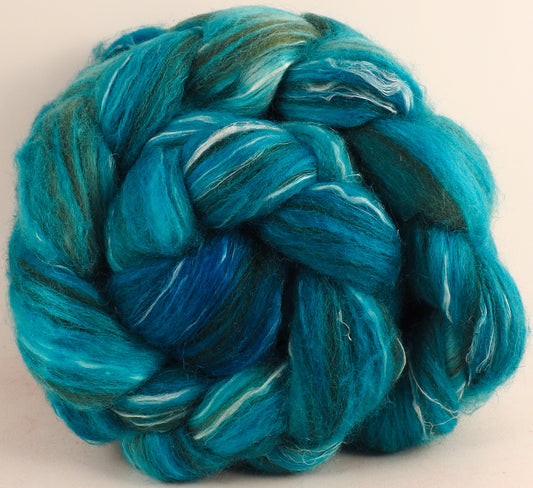 Batt in a Braid #32-Celestial -(5.6 oz)  Manx Loaghtan/ Wht Bfl / Tussah Silk/ Flax( 30/30/30/10)