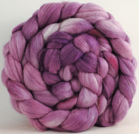 Batt in a Braid #48 -Orchid-(4.3 oz.) Superfine Merino/ Mulberry silk/ Camel/ Gold Stellina (55/25/15/5)