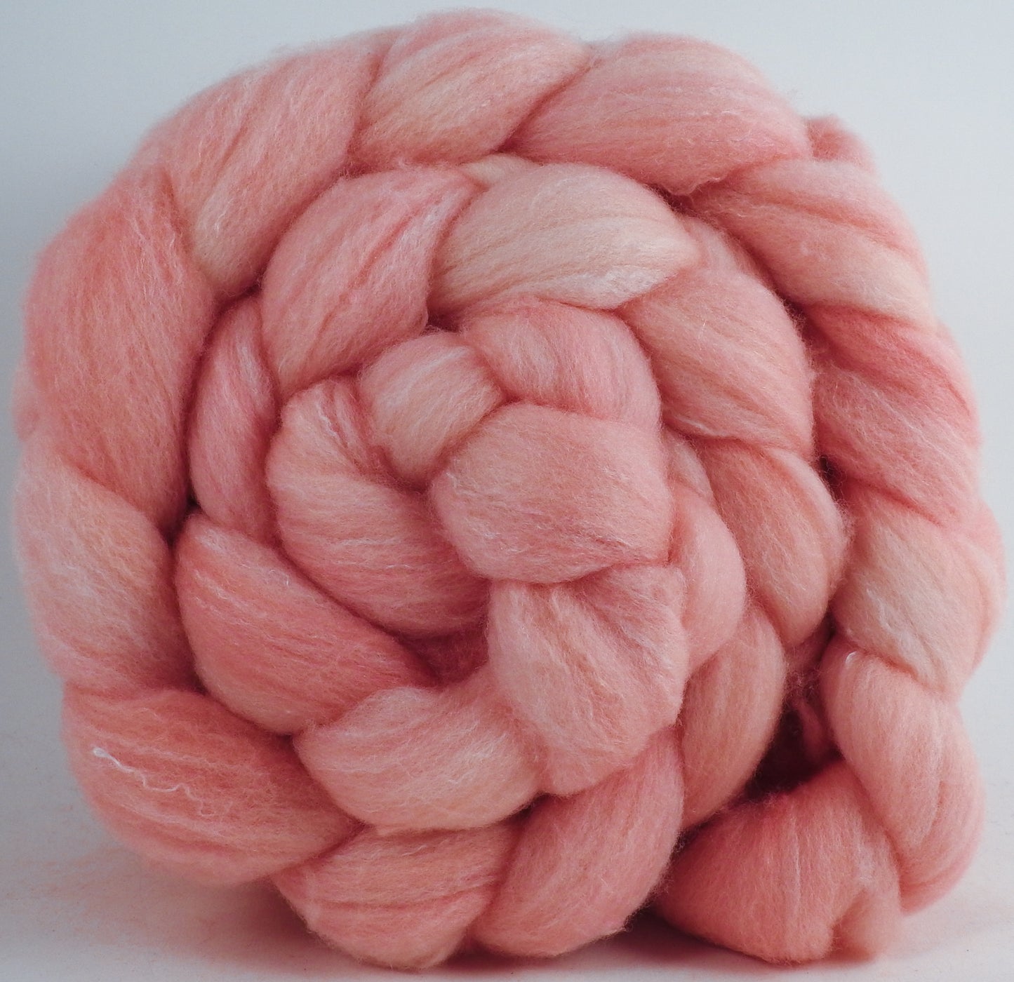 Hand dyed top for spinning - Pink Grapefruit - (5 oz.) Targhee/silk/ bamboo (80/10/10)