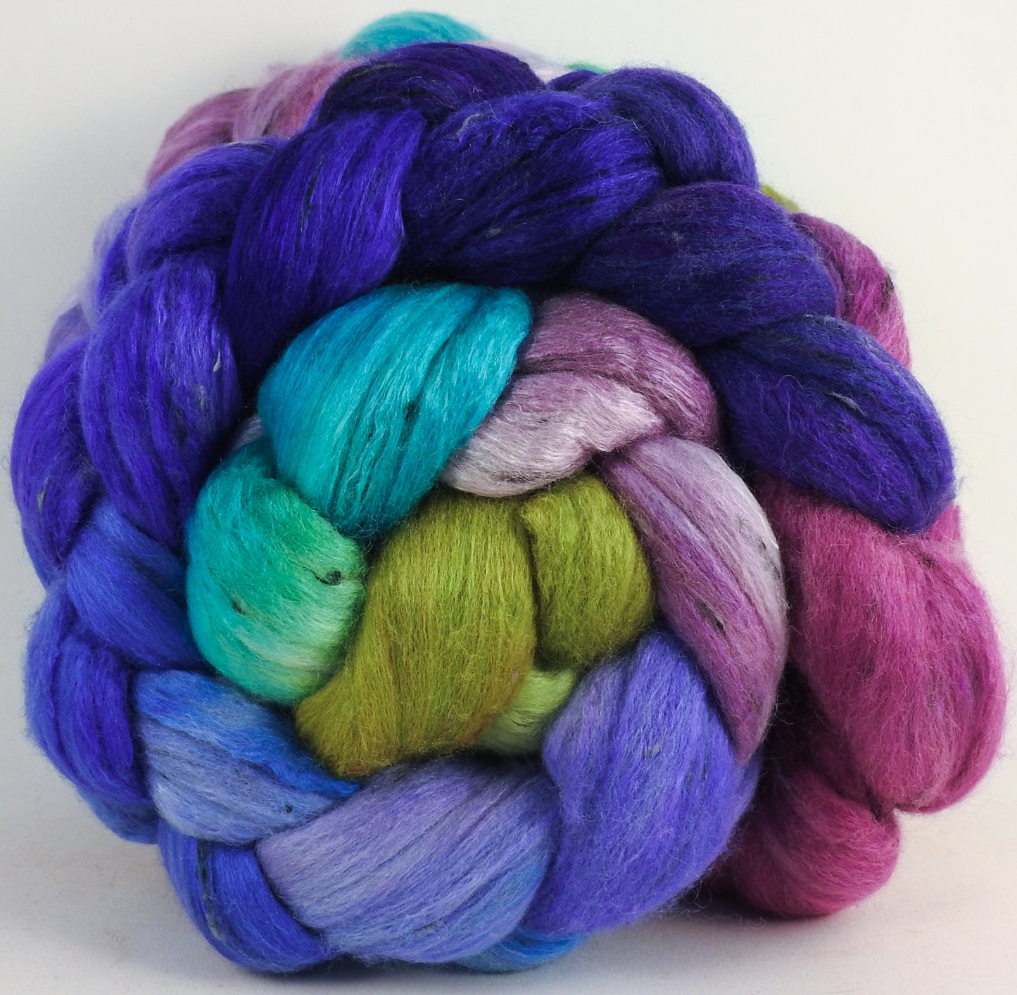 Batt in a Braid #49 - Larkspur - Polwarth/ Mulberry Silk/ Tweed Blend (50/25/25)