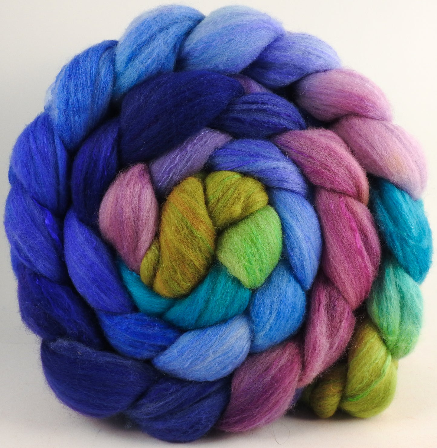 Hand dyed top for spinning -Larkspur- (5.4 oz) Organic Polwarth / Tussah silk (80/20)