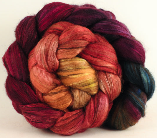 Batt in a Braid #9 - Cherry Medley -(5.1 oz.) Superfine Merino/ Mulberry Silk / Black Alpaca (50/40/10)