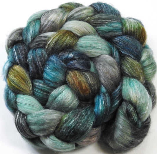 Kraken (5.6 oz) Batt in a Braid #57- Camel/Baby Alpaca/Mint fiber  (50/25/25)