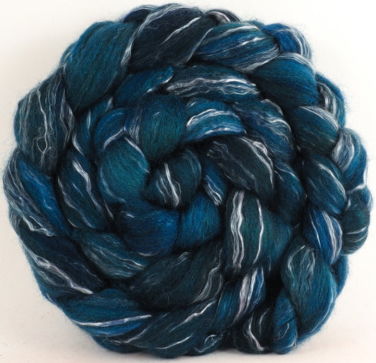 Batt in a Braid #17 -Maelstrom -(5.1 oz.) Grey Corriedale/ Tussah silk/ Tencel (50/25/25)