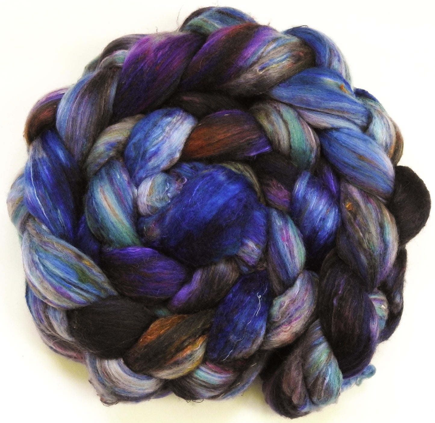 Batt in a Braid #39 -Tie Dye - Merino/ Mulberry Silk / Sari Silk (50/25/25)