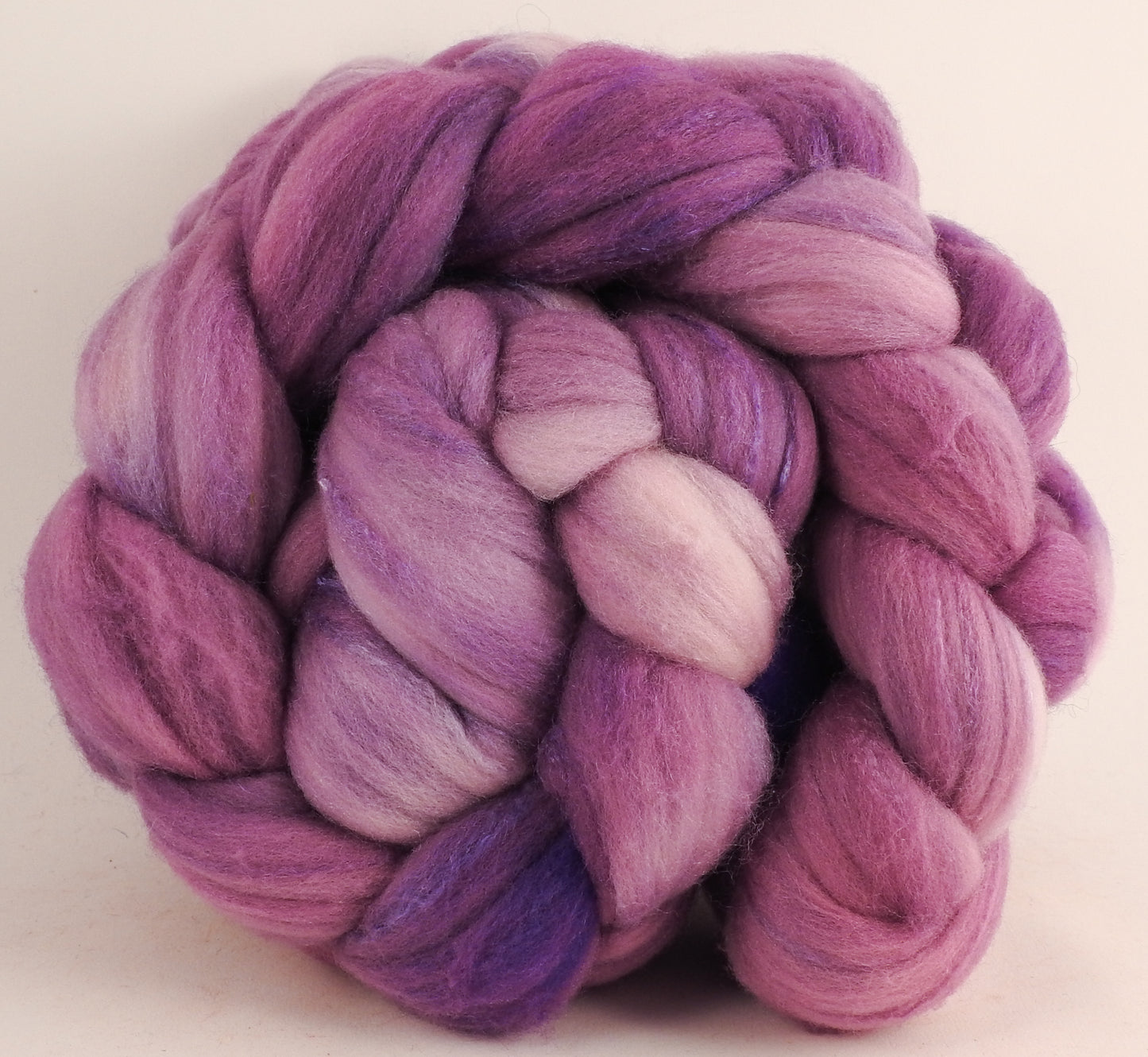 Hand dyed top for spinning -Orchid (5.6 oz.)Rambouillet /tussah silk (75/25)