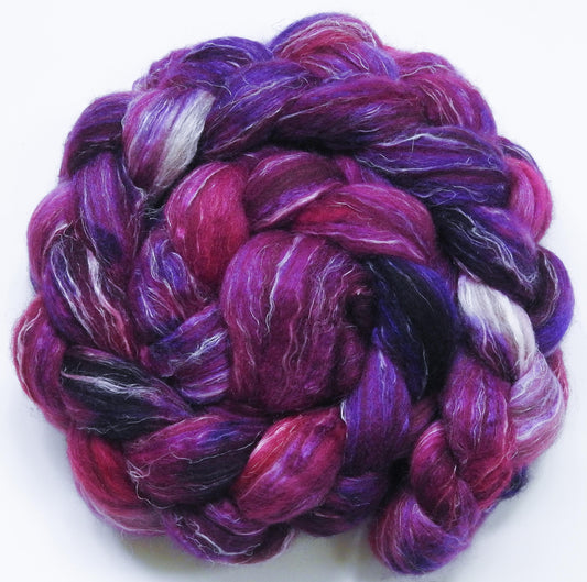 Redbud (5.6 oz)-Glazed Solid -Batt in a Braid #32- Manx Loaghtan/ Wht Bfl / Tussah Silk/ Flax( 30/30/30/10)