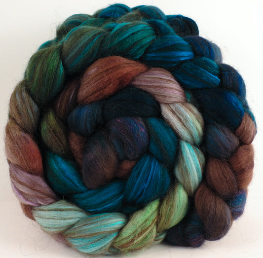 Hand dyed top for spinning -Selkie 18.5 mic merino/ camel/ brown alpaca/ mulberry silk/ (40/20/20/20)