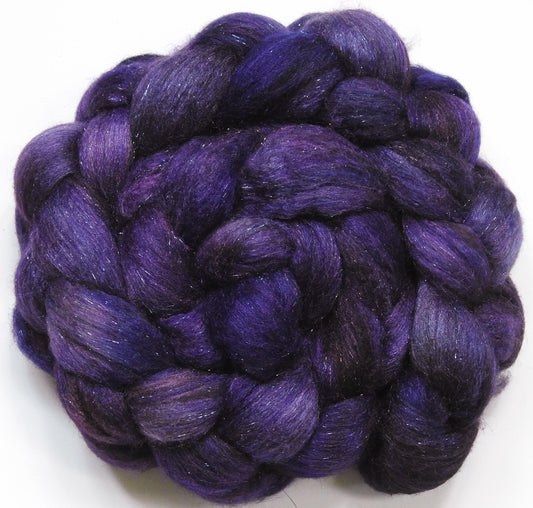 Queen of the Night -Glazed Solid- Batt in a Braid #53- YAK/ Tussah silk/ Superfine Merino/Gold Stellina(30/30/30/10)