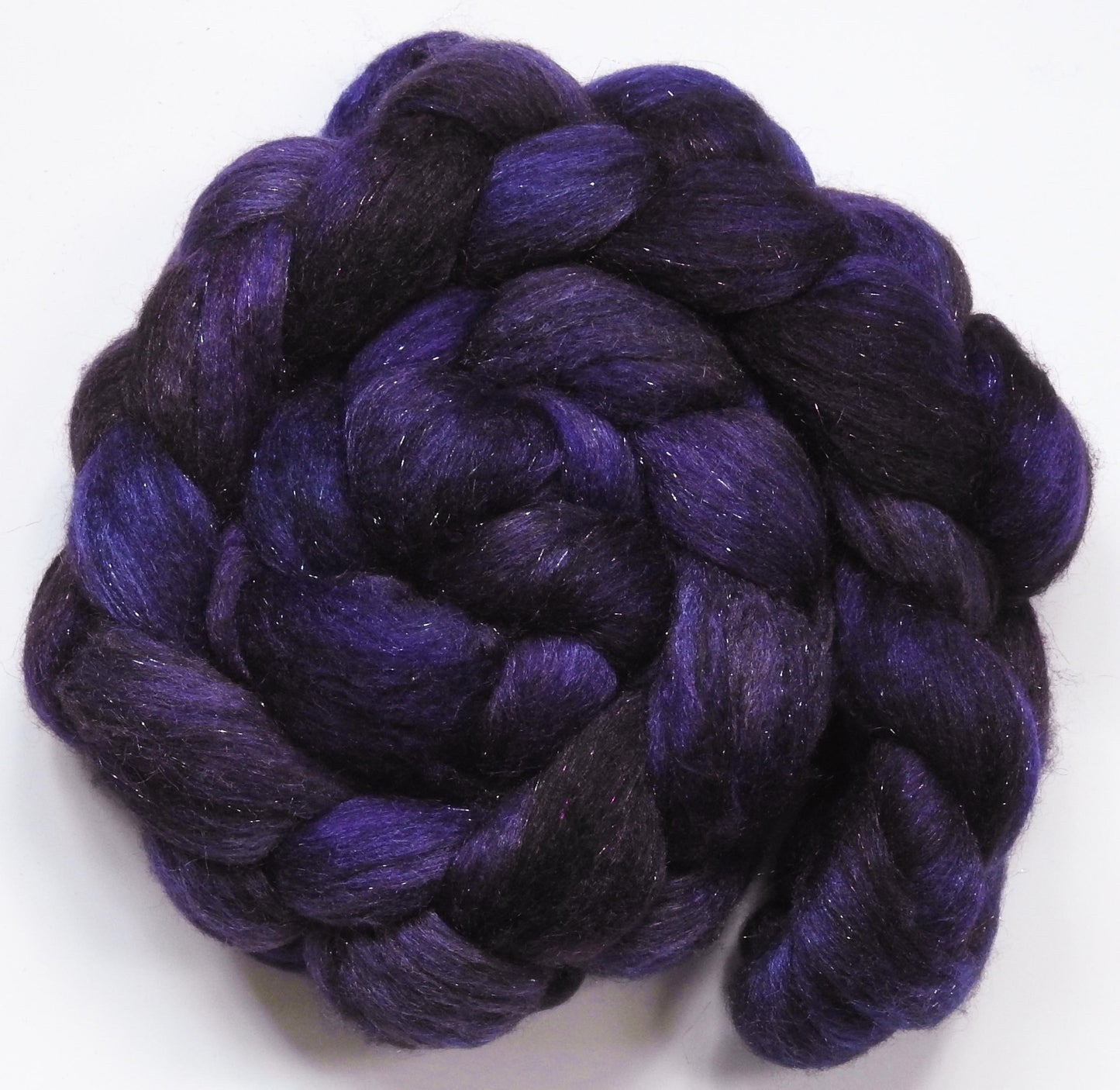 Queen of the Night -Glazed Solid- Batt in a Braid #53- YAK/ Tussah silk/ Superfine Merino/Gold Stellina(30/30/30/10)