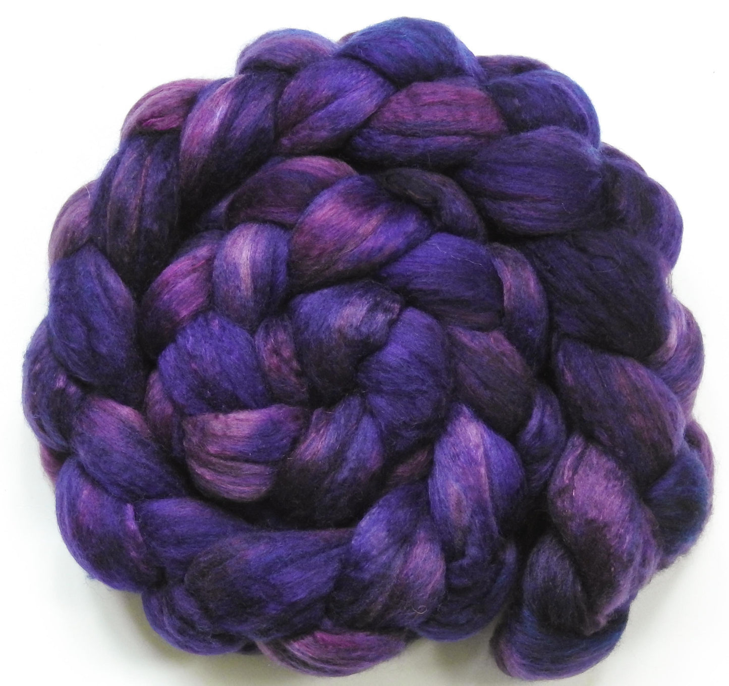 Queen of the Night -Glazed Solid-  Batt in a Braid #54- Bleached YAK/Polwarth / Mulberry Silk (40/40/20)