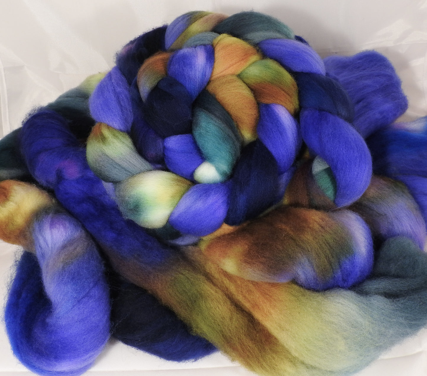 Hand dyed top for spinning -Blue Suede Shoes - (5.3 oz.) Organic polwarth - Inglenook Fibers