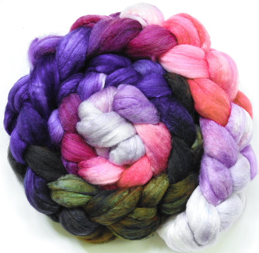 Cherry Blossoms @ Night - Batt in a Braid #54- Bleached YAK/Polwarth / Mulberry Silk (40/40/20)