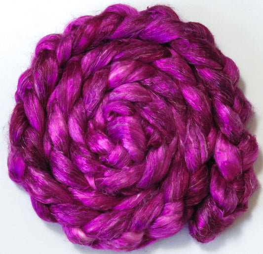 Dragonfruit-(5.1 oz.)Hand dyed Tussah Silk / flax roving - (65/35)