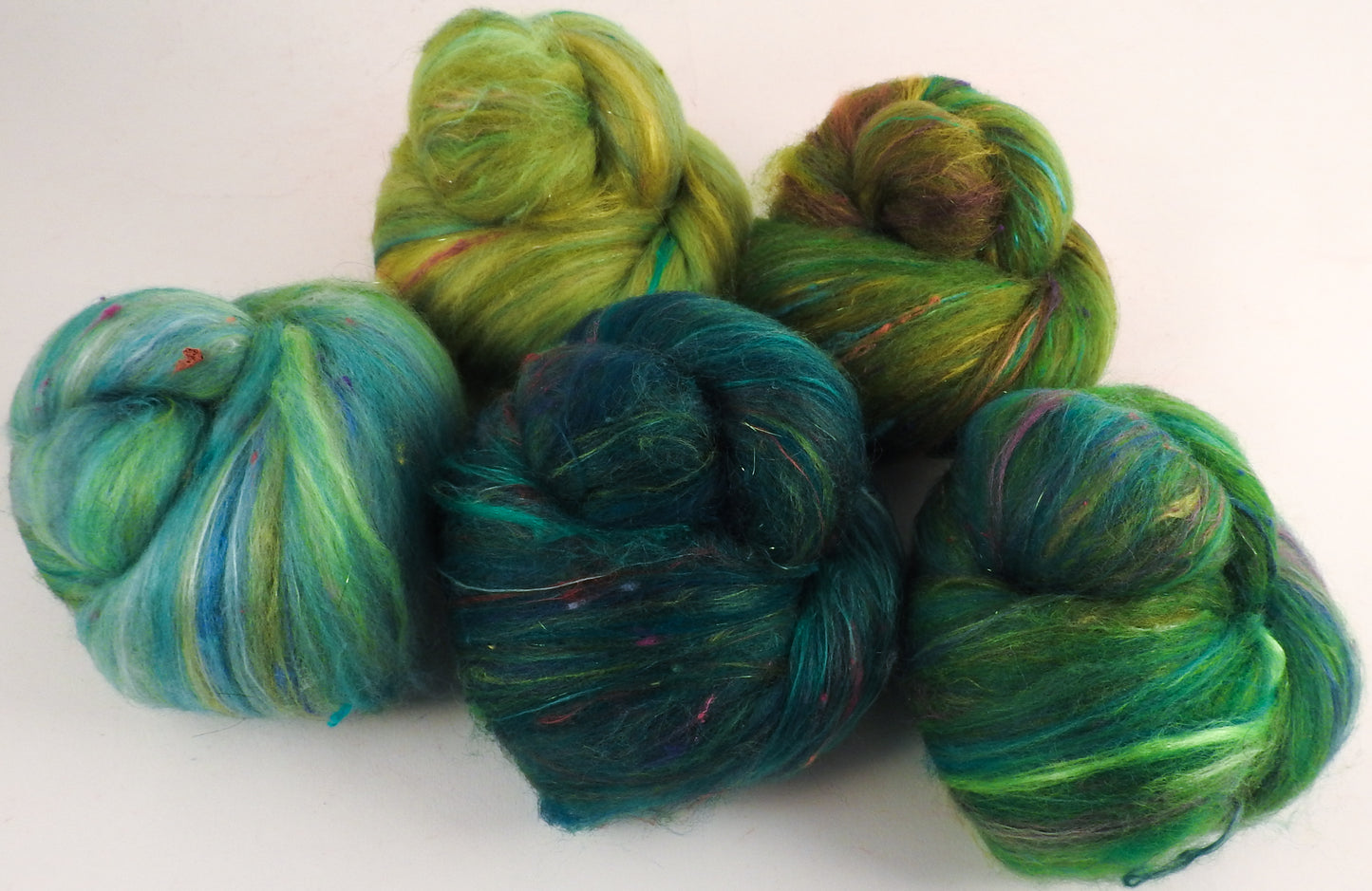 Earth Day - Sparkle Sticklebatts (4.3 oz) - 30% Bond fleece, merino, polwarth, silk, bamboo, silk noil, angelina