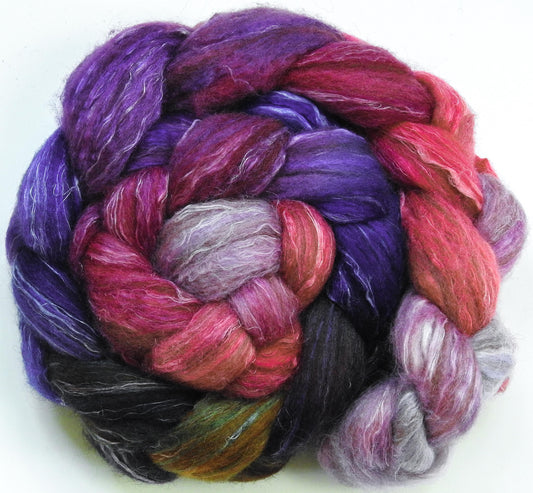 Cherry Blossoms @ Night (5.5 oz) -Batt in a Braid #32- Manx Loaghtan/ Wht Bfl / Tussah Silk/ Flax( 30/30/30/10)