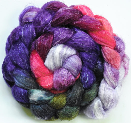 Cherry Blossoms @ Night - Tussah Silk / flax roving (65/35) - 5.8 oz.