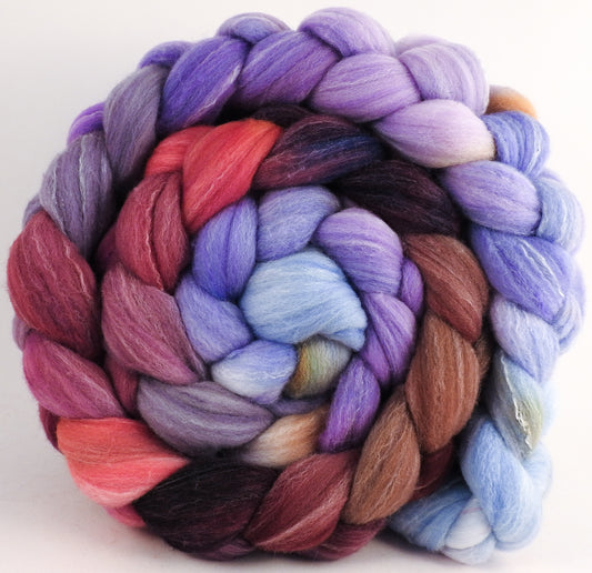 Hand dyed top for spinning -Provence - (5.5 oz.) Targhee/silk/ bamboo (80/10/10)