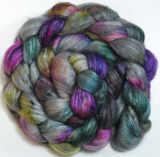 Geode (5.6 oz) Batt in a Braid #57- Camel/Baby Alpaca/Mint fiber  (50/25/25)