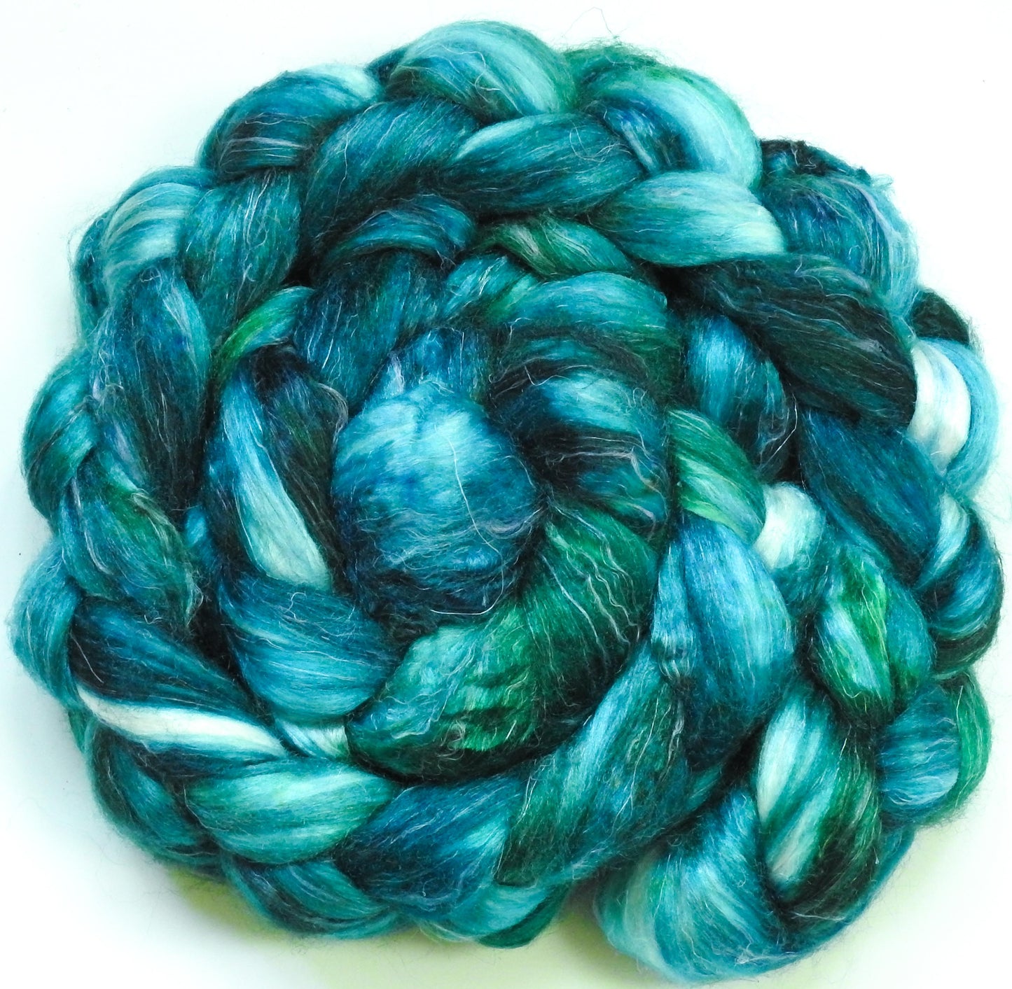 Neptune (5.8 oz) - Glazed Solid - Tussah Silk / flax roving (65/35)
