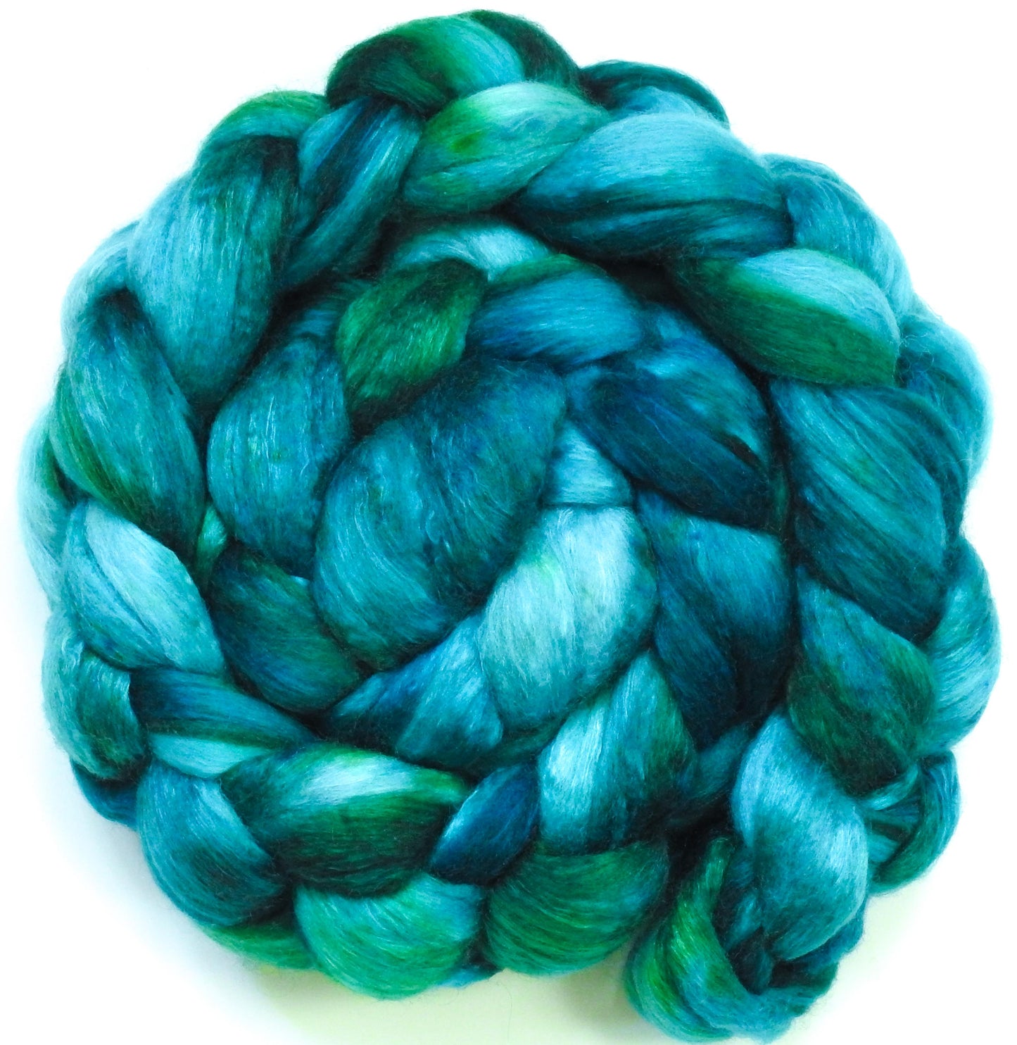 Neptune - Glazed Solid - Batt in a Braid #54- Bleached YAK/Polwarth / Mulberry Silk (40/40/20)