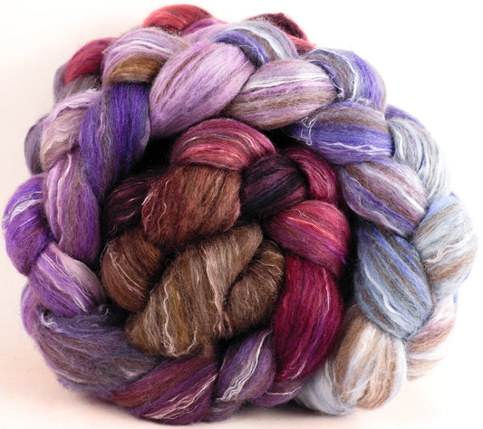 Batt in a Braid #32 -Provence -(5.5 oz)  Manx Loaghtan/ Wht Bfl / Tussah Silk/ Flax( 30/30/30/10)
