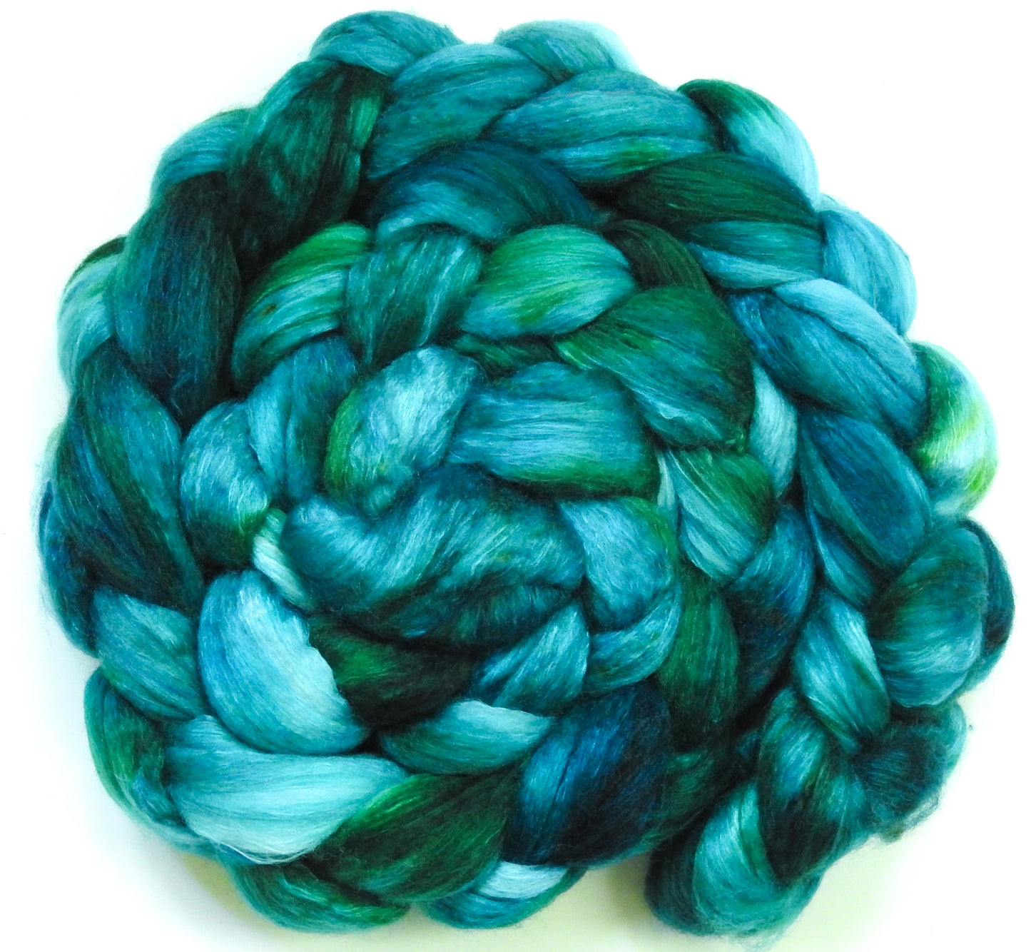 Neptune - Glazed Solid - Batt in a Braid #54- Bleached YAK/Polwarth / Mulberry Silk (40/40/20)