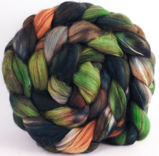 Hand dyed top for spinning -Maindenhair Fern (5.4 oz.) 18.5 mic merino/ camel/ brown alpaca/ mulberry silk/ (40/20/20/20)