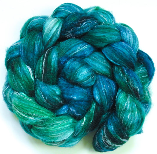 Neptune (5.8 oz) -Glazed Solid - Batt in a Braid #32- Manx Loaghtan/ Wht Bfl / Tussah Silk/ Flax( 30/30/30/10)