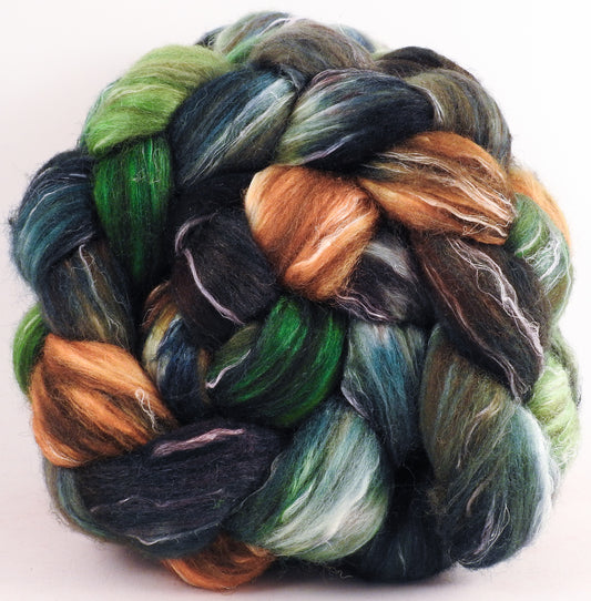 Batt in a Braid #32 -Maidenhair Fern- ( 5.4 oz.) Manx Loaghtan / Wht Bfl / Tussah Silk/ Flax( 30/30/30/10)