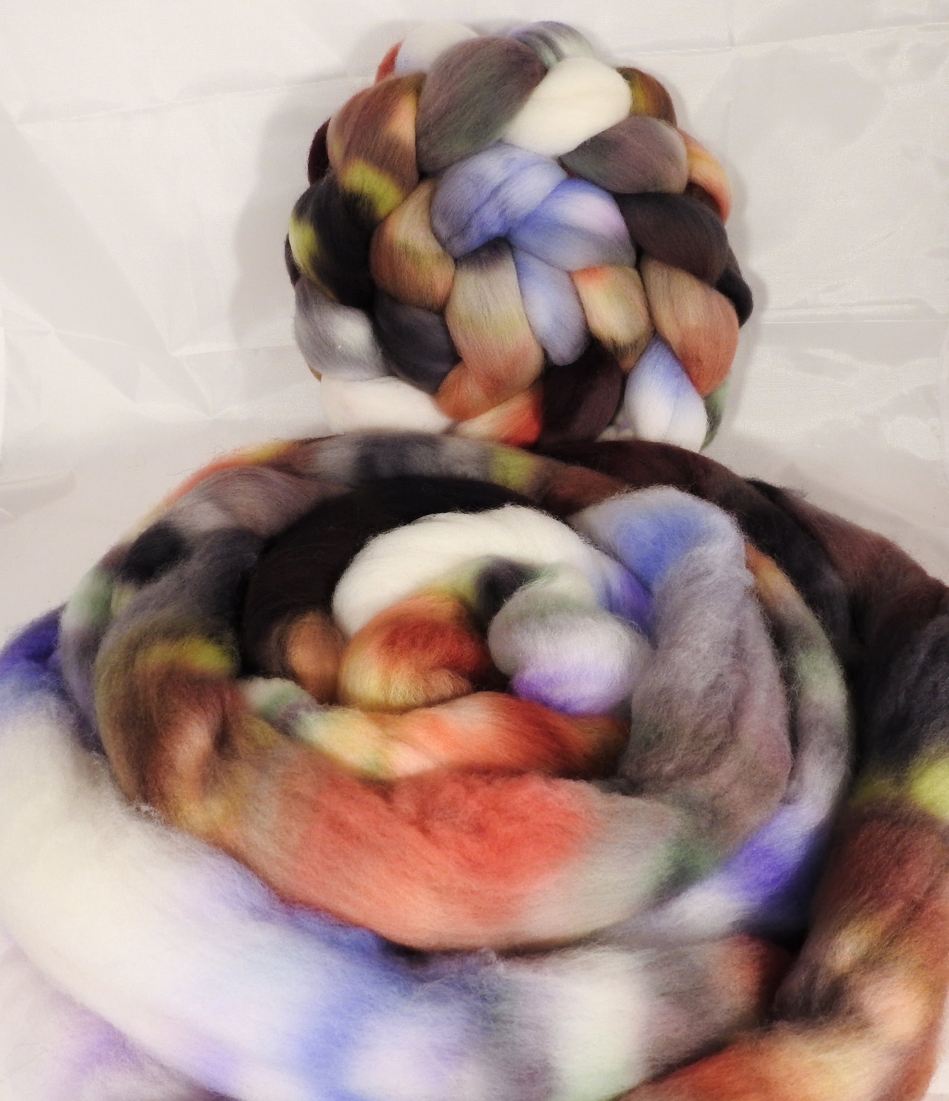 Hand dyed top for spinning -Hoarfrost -  Organic polwarth - Inglenook Fibers