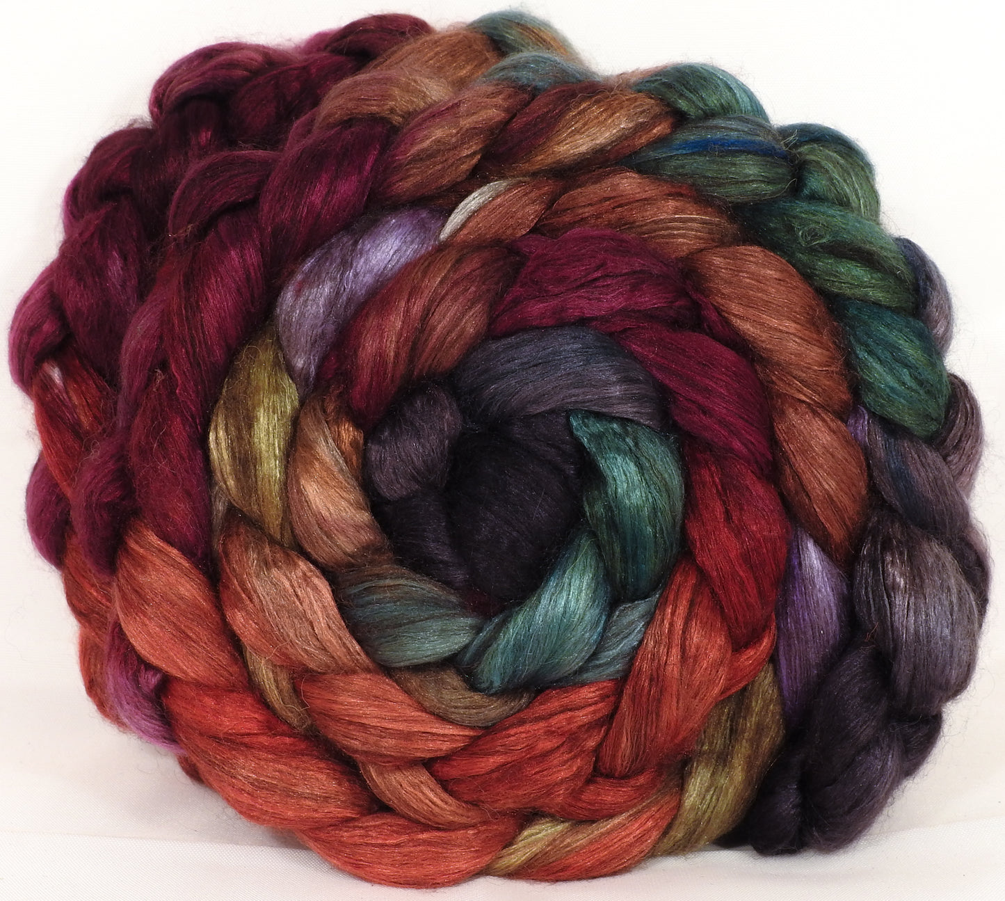 Hand dyed yak/ mulberry silk top -Poinsettia - YAK /silk ( 50/50) - Inglenook Fibers