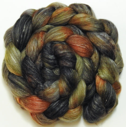 Mines of Moria - Batt in a Braid #57- Camel/Baby Alpaca/Mint fiber  (50/25/25)