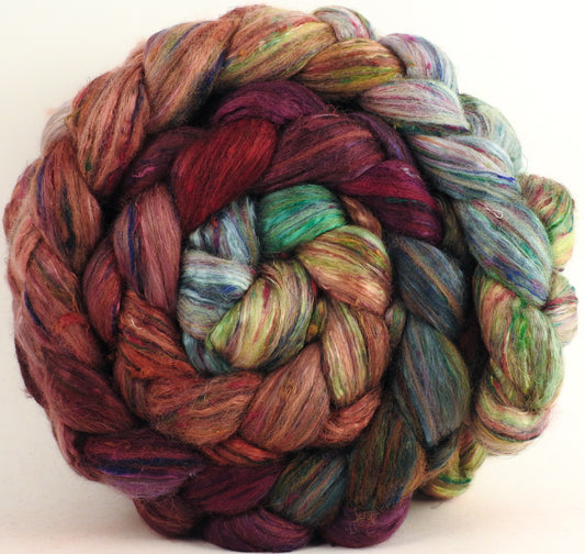 Batt in a Braid #39 - Icelandic Poppies (5.7 oz) - Falkland Merino/ Mulberry Silk / Sari Silk (50/25/25)