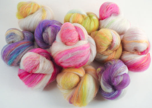 Peeps - Sparkle Sticklebatts (4 oz) - ANGORA, superfine merino, Cormo-Jacob x fleece, polwarth, silk, bamboo, holographic angelina