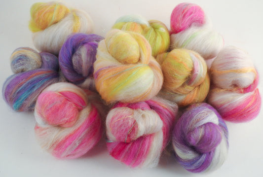 Peeps - Sparkle Sticklebatts (3.9 oz) - ANGORA, superfine merino, Cormo-Jacob x fleece, polwarth, silk, bamboo, holographic angelina