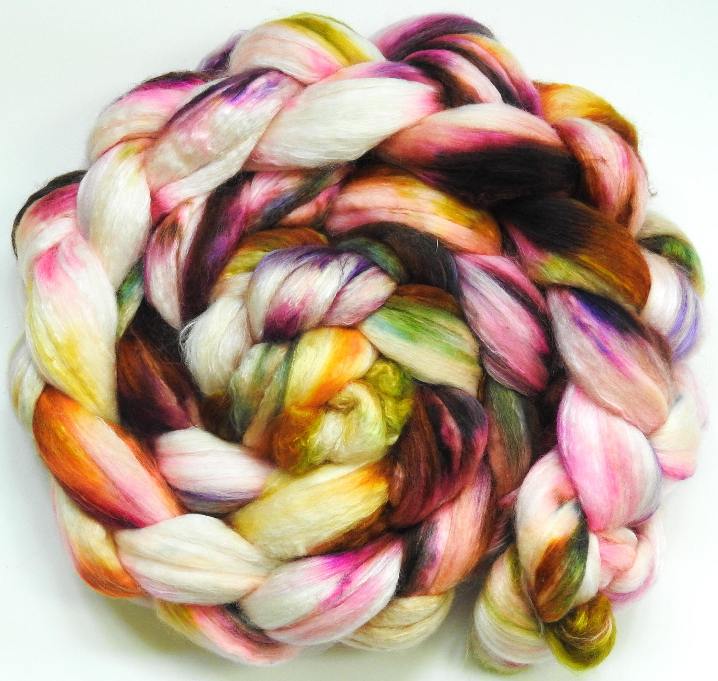 Sunbonnet - Fusion Series-  Batt in a Braid #54- Bleached YAK/Polwarth / Mulberry Silk (40/40/20)