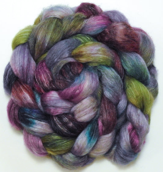 Sea Holly (5.6 oz) Batt in a Braid #57- Camel/Baby Alpaca/Mint fiber  (50/25/25)