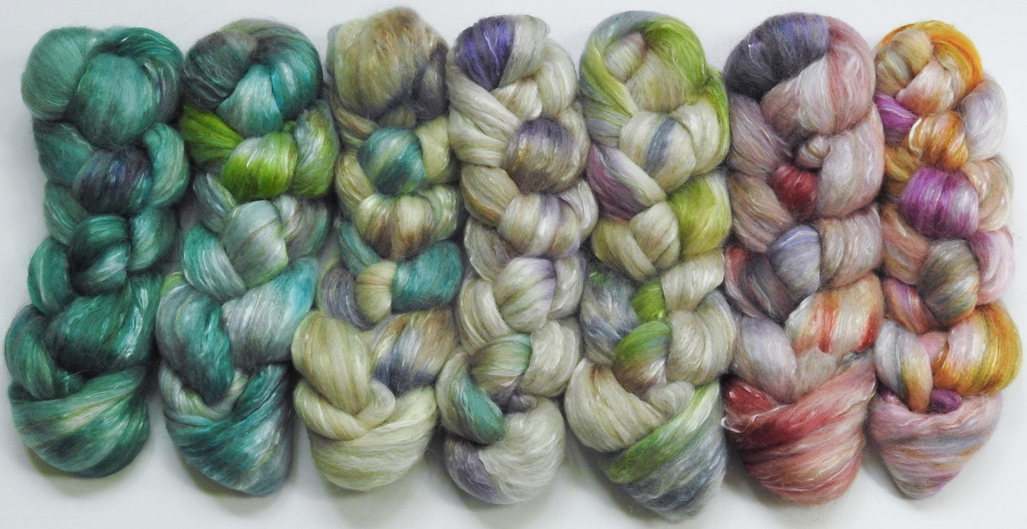 Fairy Swing Set -Glazed Solid -Batt in a Braid #31- Polwarth/ Mulberry Silk / Baby Alpaca / Rainbow Firestar/ Tencel( 40/25/15/10/10)