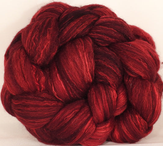 Batt in a Braid #7-Crimson- (5.1 oz.)Polwarth/ Manx / Mulberry silk/ Firestar (30/30/30/10) - Inglenook Fibers