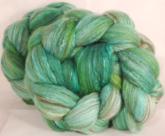 Batt in a Braid #7-Verdigris- (5.1 oz.)Polwarth/ Manx / Mulberry silk/ Firestar (30/30/30/10) - Inglenook Fibers