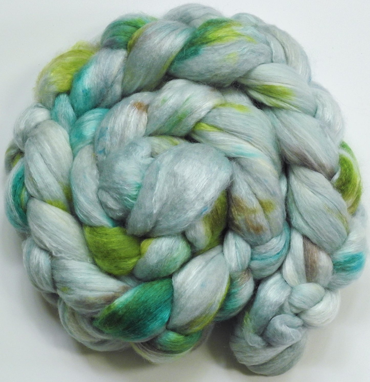 Tailwind - Glazed Solid-  Batt in a Braid #54- Bleached YAK/Polwarth / Mulberry Silk (40/40/20)