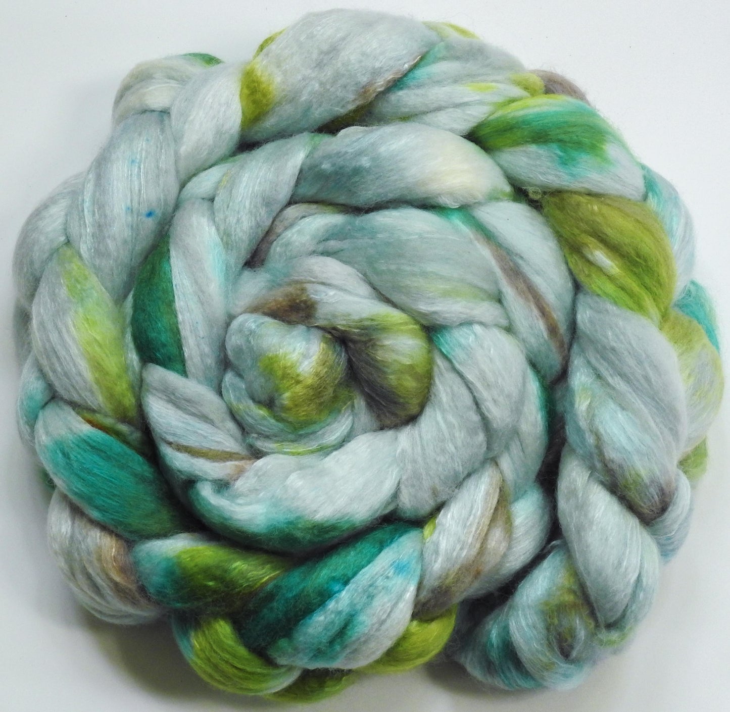 Tailwind - Glazed Solid-  Batt in a Braid #54- Bleached YAK/Polwarth / Mulberry Silk (40/40/20)