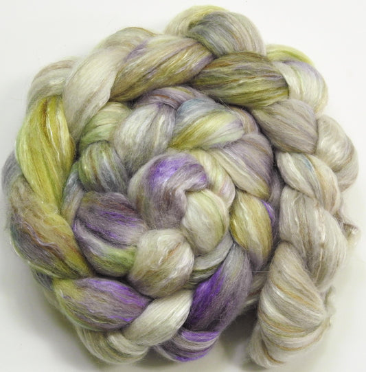 Angel Trumpet (5.6 oz.) -Glazed Solid -Batt in a Braid #31- Polwarth/ Mulberry Silk / Baby Alpaca / Rainbow Firestar/ Tencel( 40/25/15/10/10)