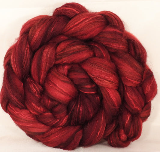 Batt in a Braid #40-Crimson- (4.7 oz.)YAK / Baby Alpaca / Mulberry silk/ Merino ( 18 mic)(30/30/30/10) - Inglenook Fibers