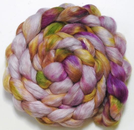 Honeysuckle(5.6 oz) - Batt in a Braid #52- Wensleydale/ Mulberry silk/ Polwarth (60/25/15)