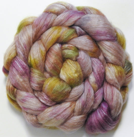 Honeysuckle (5.5 oz) Batt in a Braid #57- Camel/Baby Alpaca/Mint fiber  (50/25/25)