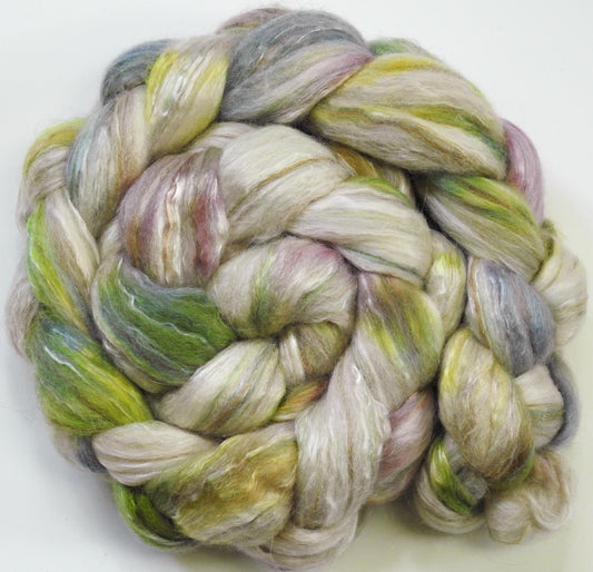 Sweet Woodruff (5.9 oz.) -Glazed Solid -Batt in a Braid #31- Polwarth/ Mulberry Silk / Baby Alpaca / Rainbow Firestar/ Tencel( 40/25/15/10/10)