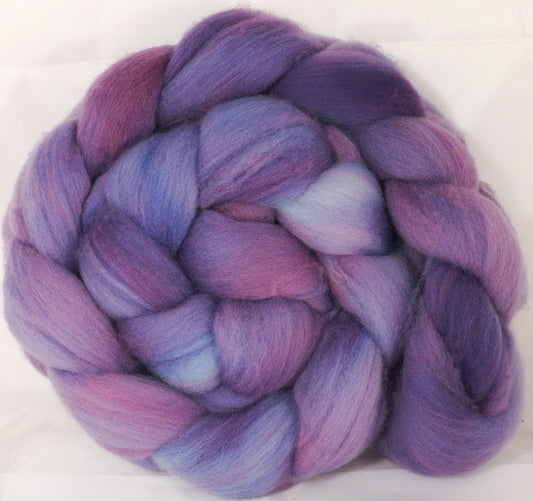 Hand dyed top for spinning -Periwinkle - (5 oz.) Organic polwarth - Inglenook Fibers